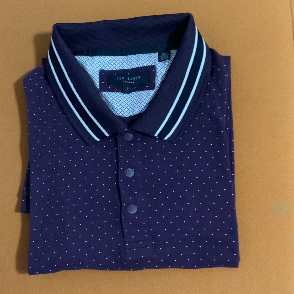 Ted Baker Dark Blue Polka Dot Polo Shirt
